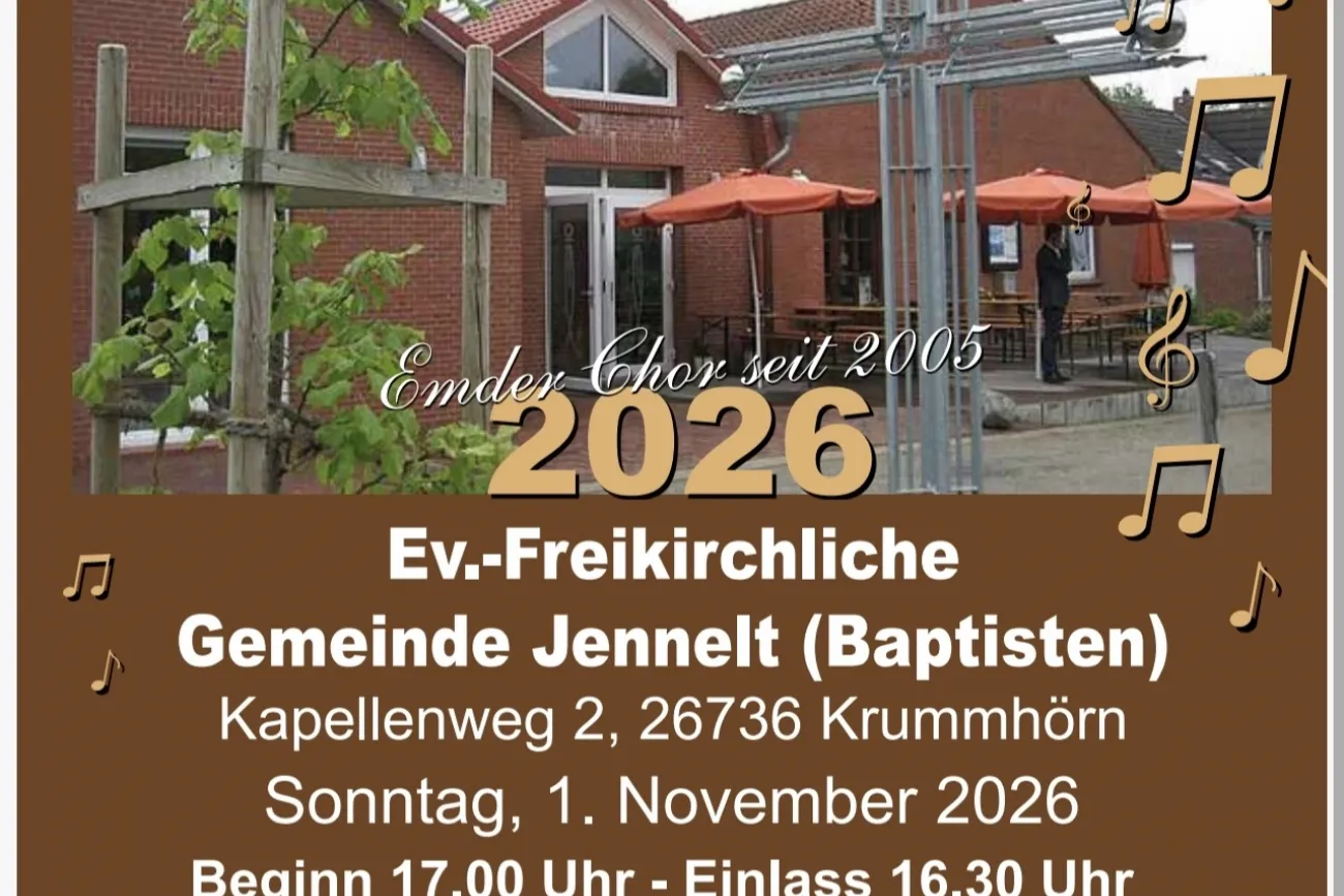 Plakat zum Gospelkonzert Happiness 2026 in der Evangelisch-Freikirchlichen Gemeinde Jennelt