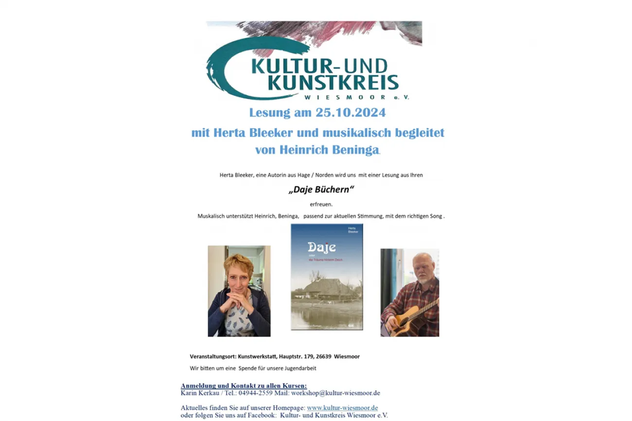 Plakat Lesung Kultur- und Kunstkreis Wiesmoor