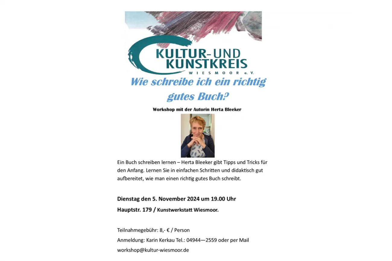 Flyer Workshop: Wie schreibe ich ein richtig gutes Buch