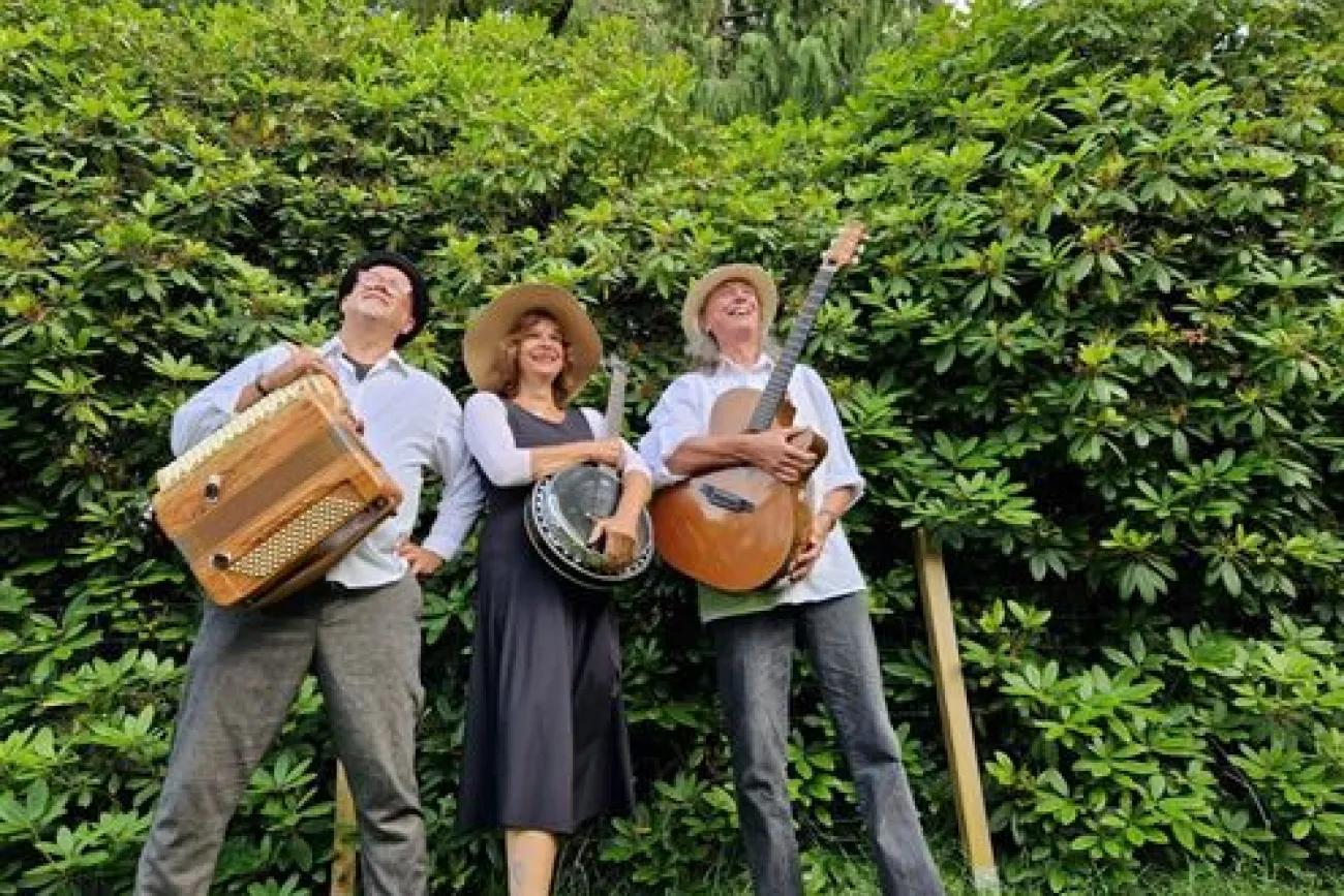 3 Musiker*innen mit ihren Instrumenten