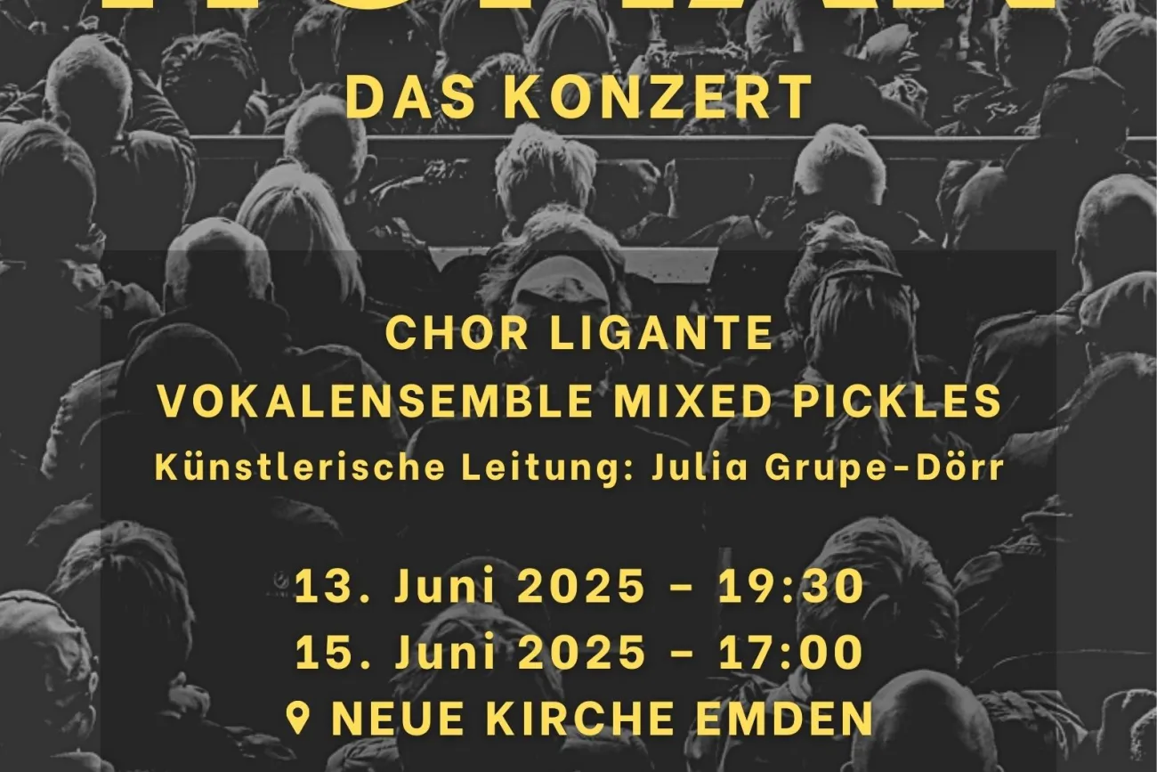 Human – Ein Abend über das Menschsein Was macht uns zu Menschen? Unser Konzert „Human“ geht dieser Frage musikalisch nach – berührend, kraftvoll und facettenreich. Von „I Am What I Am“ bis „Tears in Heaven“, von stiller Sehnsucht bis zur großen Hymne auf das Leben: Der Chor Ligante entfaltet ein klangliches Panorama über Identität, Verlust, Hoffnung und Verbundenheit. Ein Abend, der unter die Haut geht – mit Pop, Gefühl und echtem Gemeinschaftssinn.