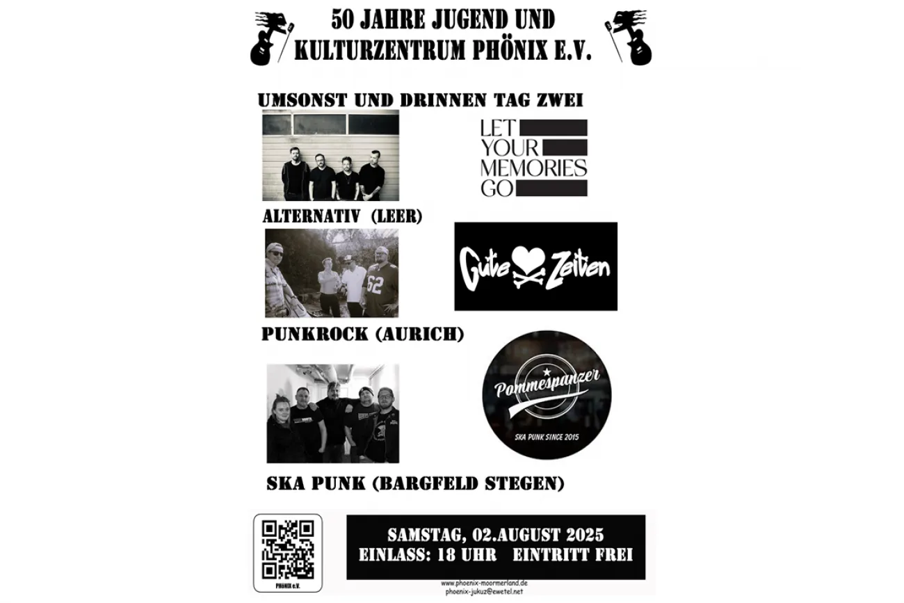 Plakat Umsonst und Drinnen Phönix Tag 2