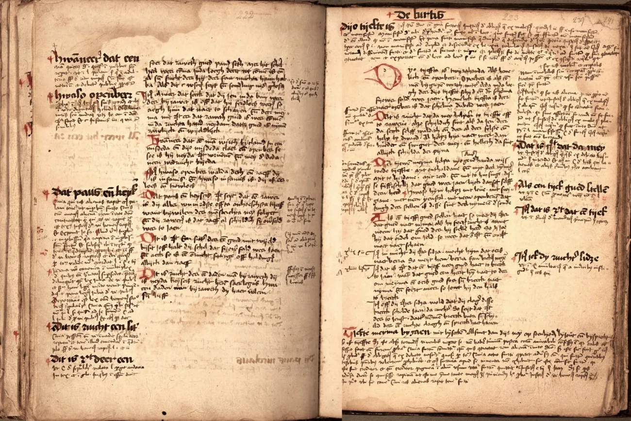 Doppelseite aus dem Codex Roorda (15. Jahrhundert, Leeuwarden)