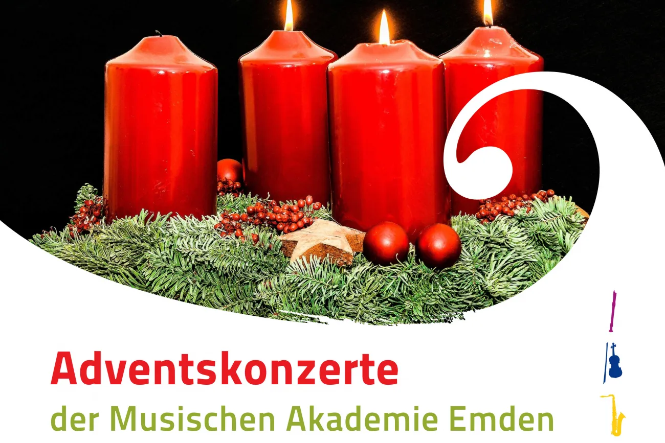 Plakat für das Adventskonzert 2025 der Musischen Akademie Emden