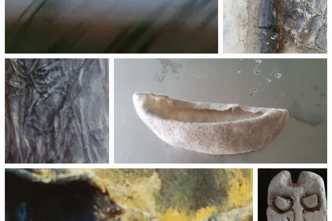 Collage verschiedener Bild, Naturfarben, Töpfern