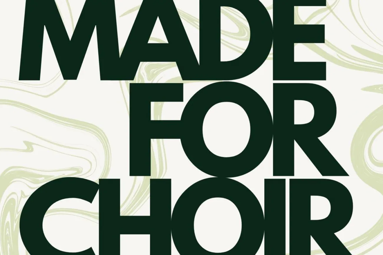 „Konzertplakat ‚Made for Choir‘ von Chor Ligante. Konzerte am Freitag, 4. September, und Samstag, 5. September 2026, jeweils um 20 Uhr in der Neuen Kirche Emden. Tickets online über chorligante-emden.de und im Reisebüro am Delft.“