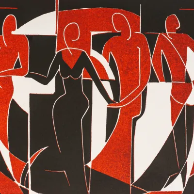 Farbholzschnitt, 22,5 x 30 cm