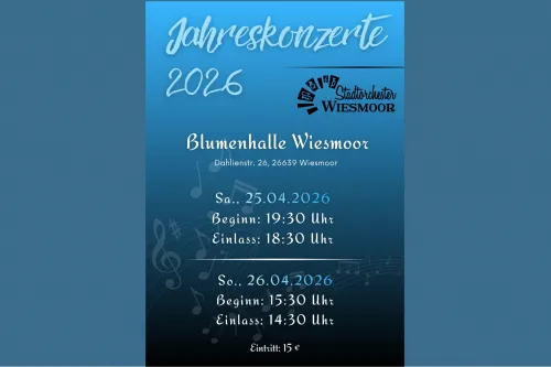 Hauptbild der Veranstaltung Jahreskonzerte des Stadtorchesters Wiesmoor