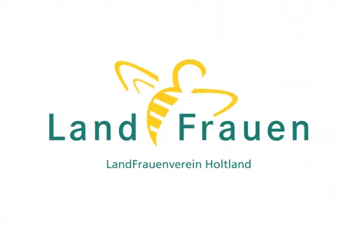 Logo mit einer gelben Biene. Darunter steht LandFrauen und LandFrauenverein Holtland.