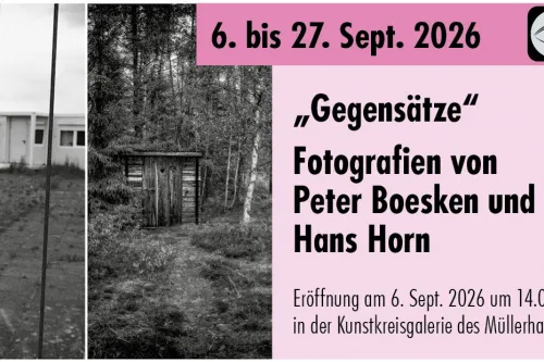 Plakat zur Fotoausstellung „Gegensätze“ vom 6. bis 27. Sept. 2026.