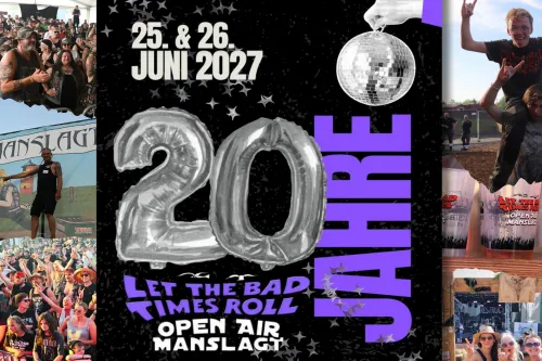 Festivalcollage zum Let The Bad Times Roll Open Air am 25. und 26. Juni 2027 in Manslagt.