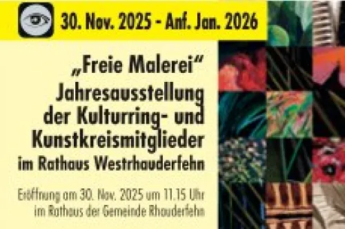 Hauptbild der Veranstaltung Jahresausstellung des Kulturrings und Kunstkreises Rhauderfehn  Thema: „Freie Malerei“
