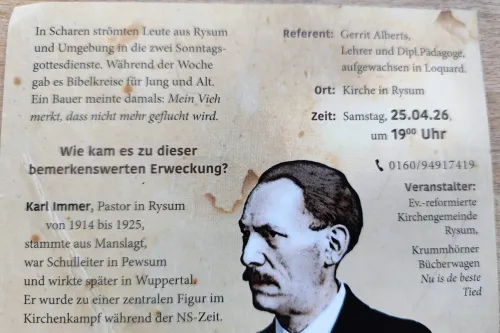 Hauptbild der Veranstaltung Vortrag in der Kirche Rysum: Lebensbild von Pastor Karl Immer