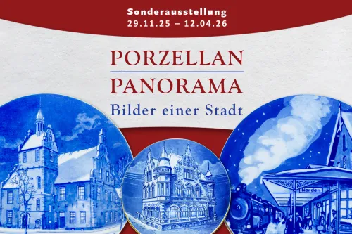 Zu sehen sidn drei Porzellanzteller mit unterschiedlichen Motiven