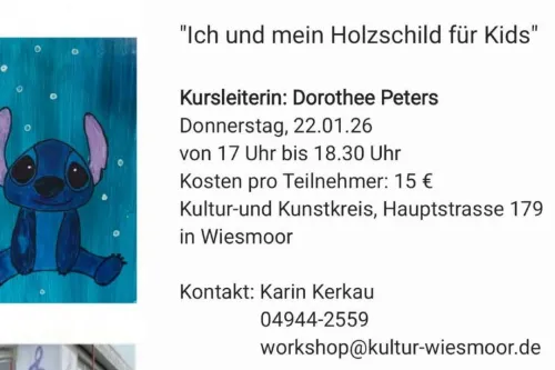 Plakat "Ich und mein Holzschild für Kids" mit einem Bild von Stitch