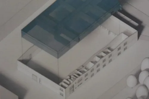 Die Planungsskizze aus der Präsentation der Iconyk GmbH zeigt die Einstellung des Depots als eigenständiges Haus-im-Haus. Im vorderen Bereich sind die Funktionsräume angedeutet