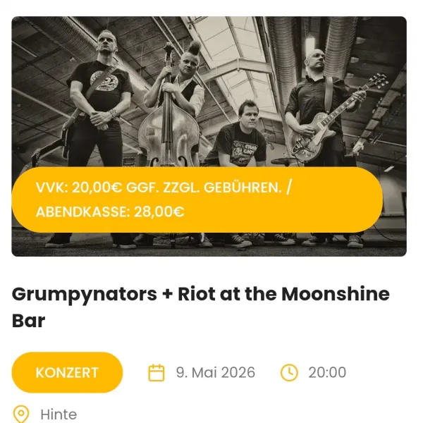 Hauptbild der Veranstaltung Grumpynators+Riot at the Moonshine Bar