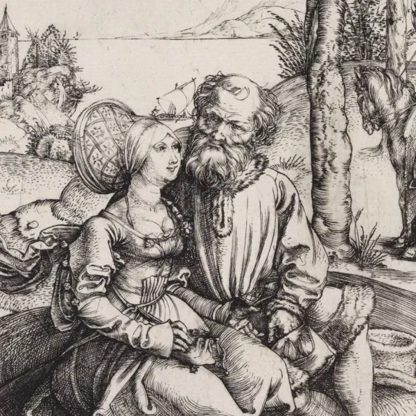 Das ungleiche Paar (Der Liebesantrag) - Kupferstich von Albrecht Dürer (um 1495)