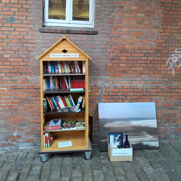 schmales Bücherregal Holz, fünf Fächer