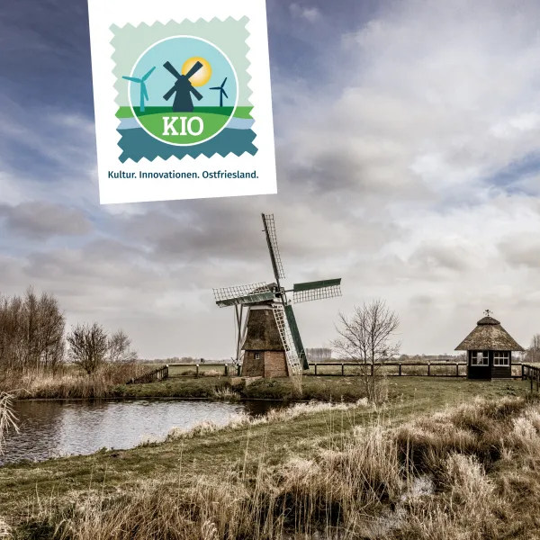 Die Wasserschöpfmühle Agnes beim Großen Meer. Sinnbild für KIO.