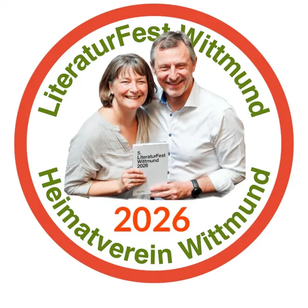 KI-generiertes Paar posiert mit Werbeblatt