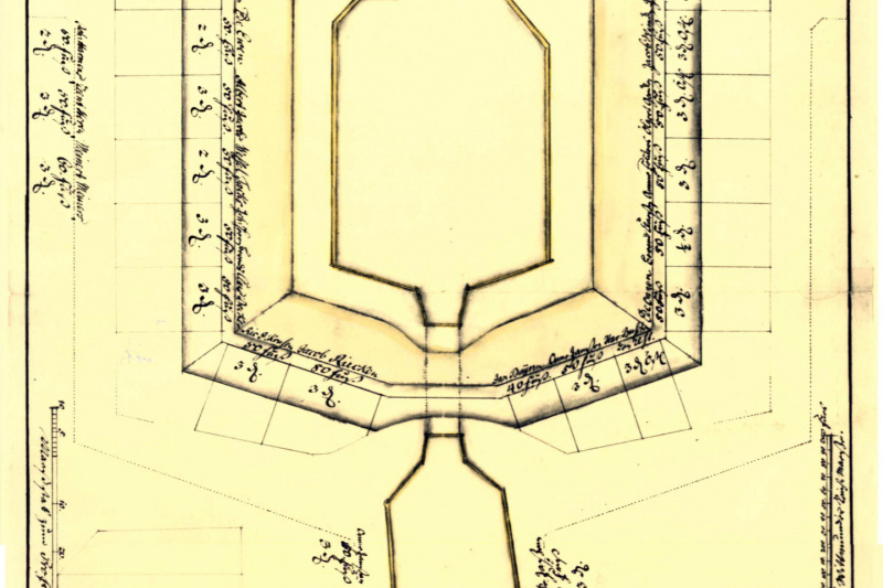 die Karte zeigt die typische u-förmige Anlage von Sielhäfen