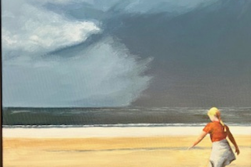 Frau von hinten, am Strand