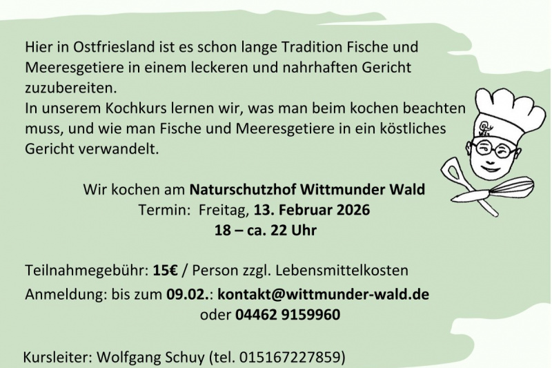 Plakat Kochkurs Fisch und Meeresgetier