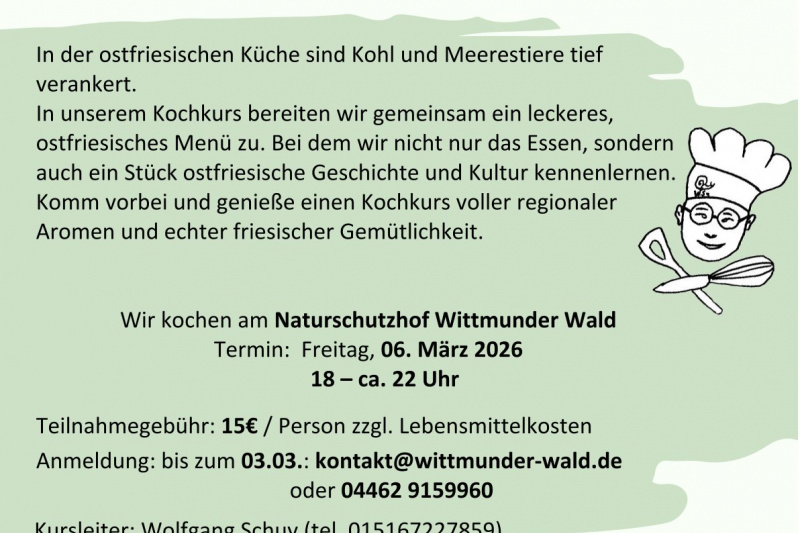 Plakat Kochkurs Ostfriesland Kohl und Me(h)er