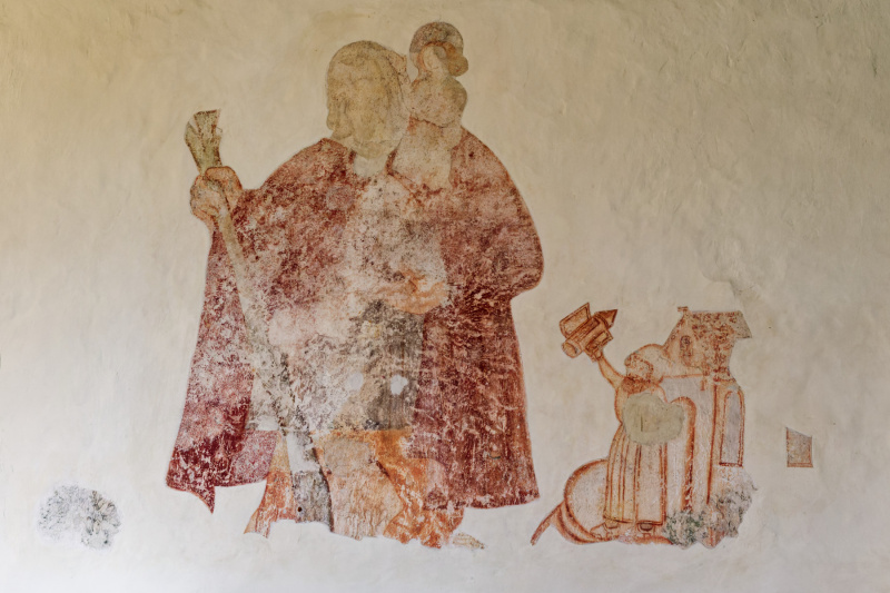 Fresko an der Nordwand der Westerhuser Kirche mit dem Heiligen Christopherus