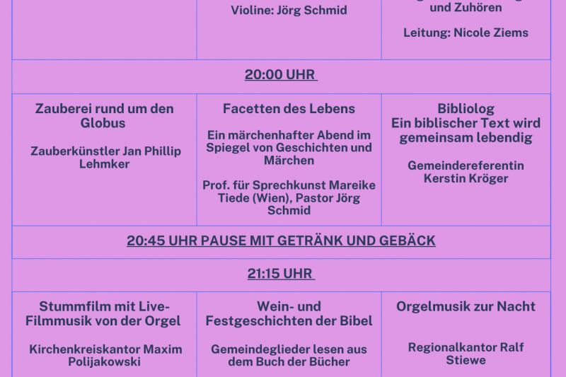 Programm der Langen Nacht der Kirchen in Aurich