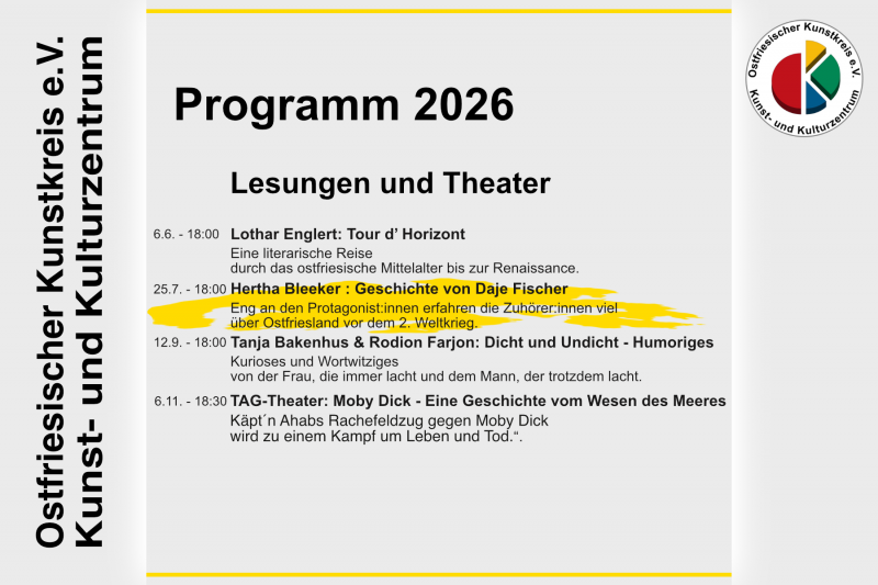 OKK-Jahresprogramm 2026 - Lesungen und Theater