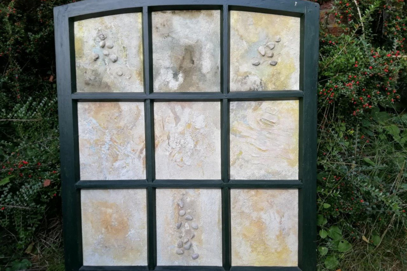 Materialbild „Sandformationen in neun Feldern“ von 1997