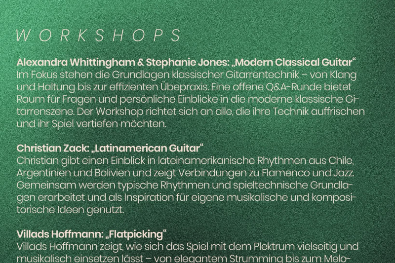 Workshops des 1. Internationalen Gitarrenfestivals Ostfriesland