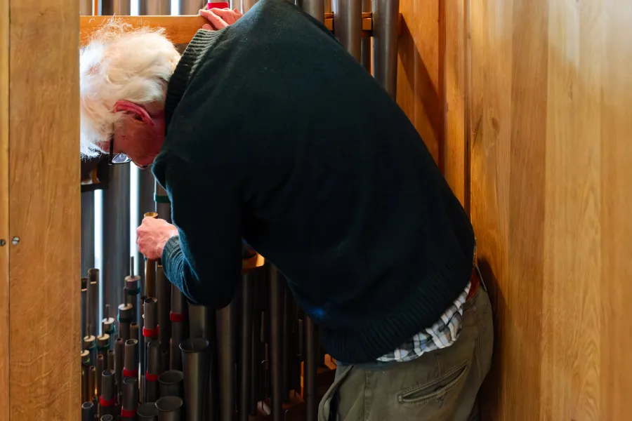Dicht gedrängt stehen die Pfeifen in der Schuke-Orgel. Zum Stimmen mit dem Stimmhorn braucht es Geschick