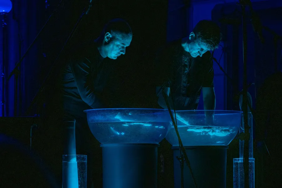 Percussion im Wasserbecken: Simon Klavžar und Alexej Gerassimez