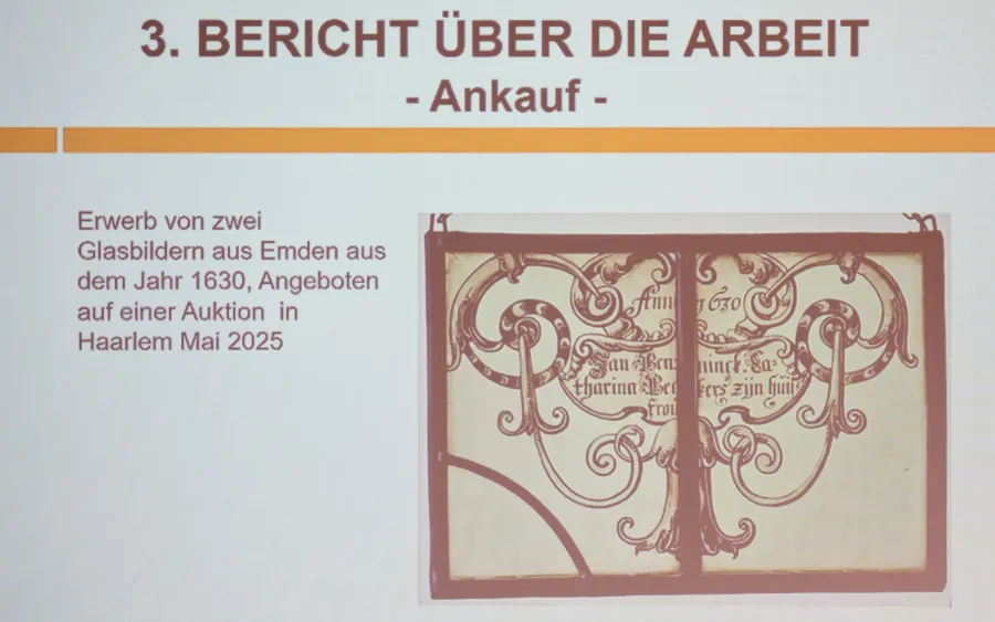 Preiswerter Ankauf: zwei Glasbilder von 1630 mit Emder Bezug